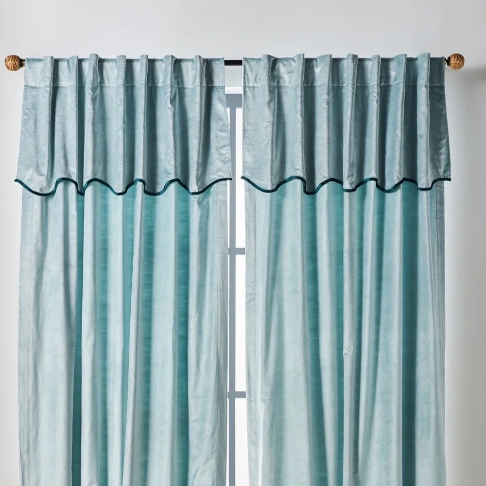 NEW  Adelina Velvet Valance Curtains. ( 2/ 50” x108”)